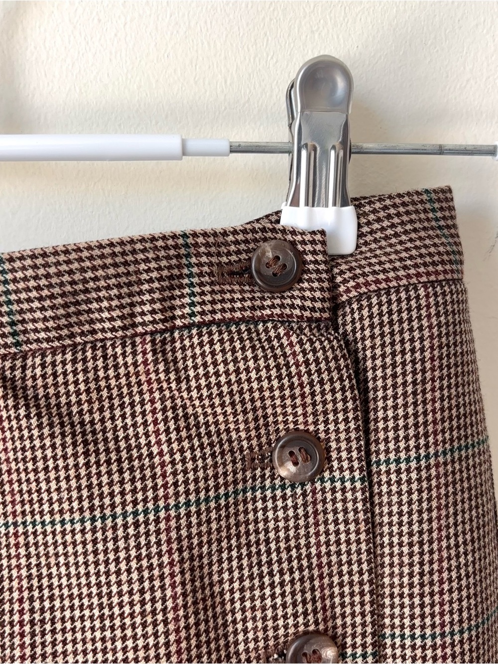 Vintage Ralph Lauren Blue Label 100% Wool Houndstooth Skirt Sz 8 Pleated MiUSA - Picture 4 of 16